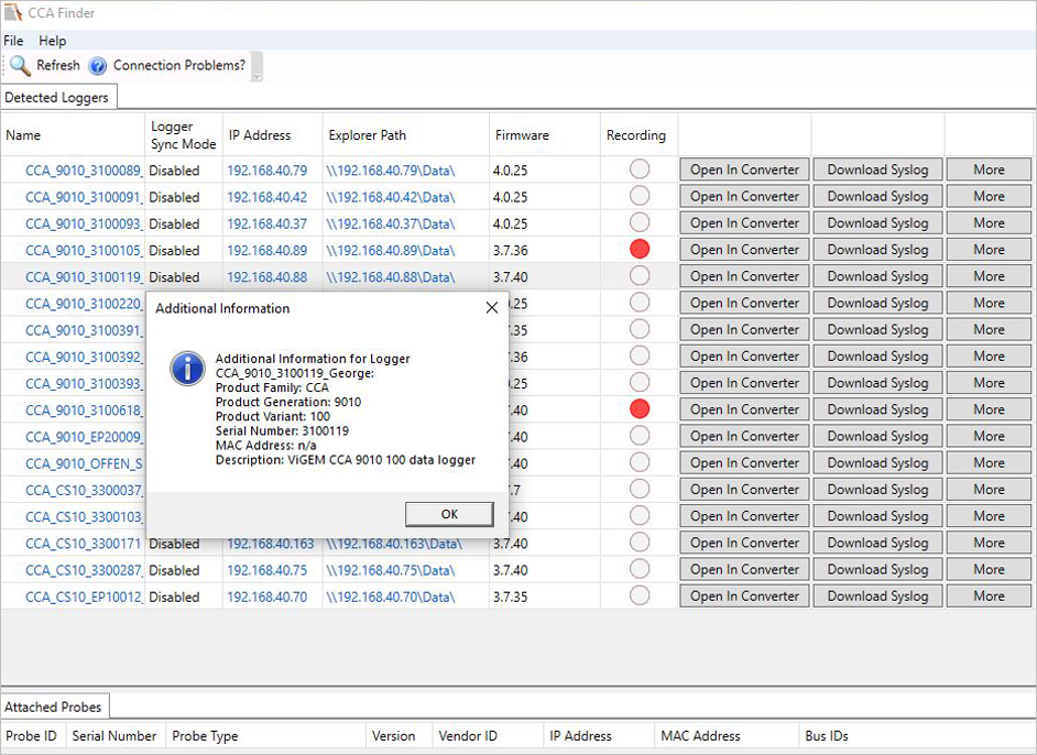 Screenshot CCA Finder software from ViGEM